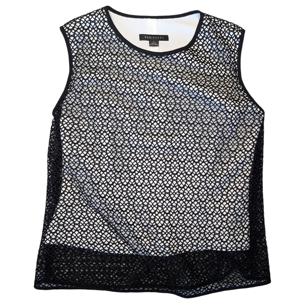 Periphery Sz 6 Canadian Designer Black White Layered Tank Top Modern Summer